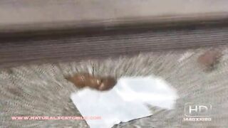 Latina Pooping on her patio steps