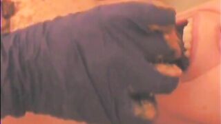 Sexy blonde slave babe eating shit