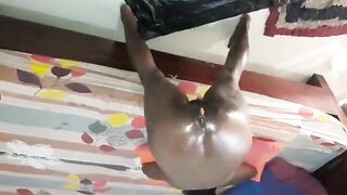 Amateur hairy wife pooping at home