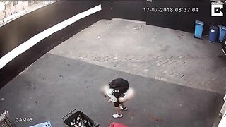 Security cam records pooping lady