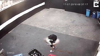 Security cam records pooping lady