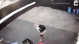 Security cam records pooping lady