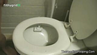 Woman wipes her ass while sitting on a toilet