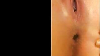 Woman's asshole has a chunk of shit hanging out of it