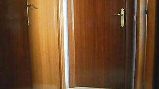 Naked hairy teen stand pose poop