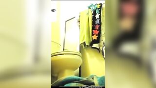 Pretty brunette teen poops