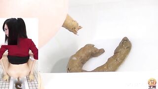 Beautiful looking Asian babe poop teasing