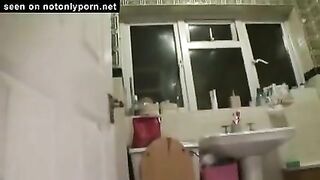 Cute latina teen pooping in the toilet