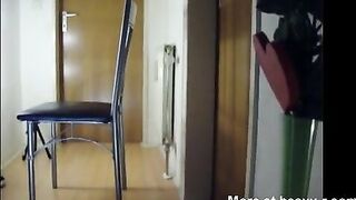 Hot girl in high boots pooping for slave