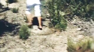 Hot babe shits outdoor