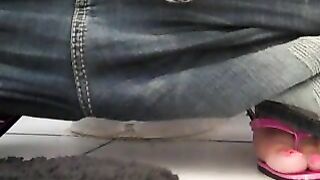 Pink toe nails babe pooping