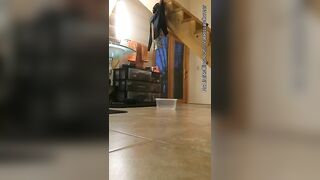 Naughty young girl poops in her living room