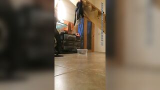 Naughty young girl poops in her living room