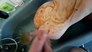 Shit covered girlfriend is ready for cock