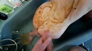 Shit covered girlfriend is ready for cock