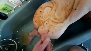 Shit covered girlfriend is ready for cock