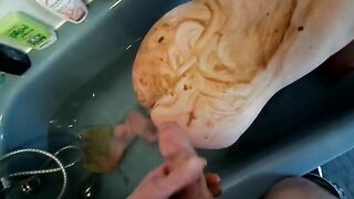 Shit covered girlfriend is ready for cock