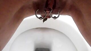 Pierced pussy slut pooping