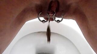 Pierced pussy slut pooping