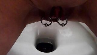 Pierced pussy slut pooping