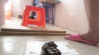 Chinese babe hot piss and poop show