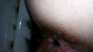 Hairy pussy and sexy booty hole closeup