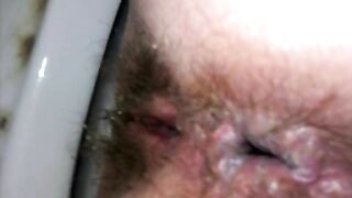 Hairy pussy and sexy booty hole closeup