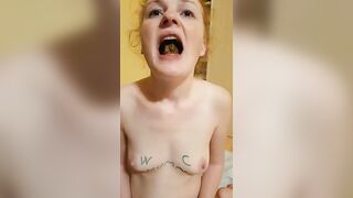 Sexy blonde wife eating fresh shit