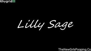 Hot blonde busty babe poops