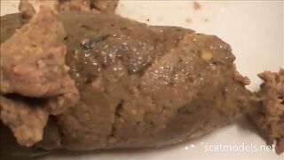 Beautiful lady and her thick stinky poop closeup