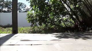 Hot babe poops in the backyard