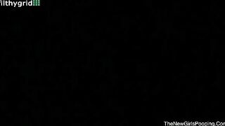 Curvy brunette hot babe poops in toilet