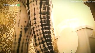 Cute amateur wife pooping in the toilet