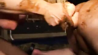 Cum Covered Girl Dildo & Shit Fuck