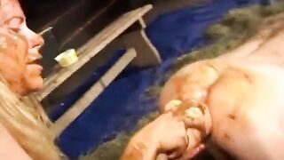 Cum Covered Girl Dildo & Shit Fuck