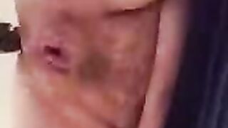 Dirty hairy mature lady pooping