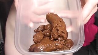 Tattooed redhead chick poops on the sofa