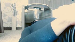 Sexy hot lady pooping in the glass