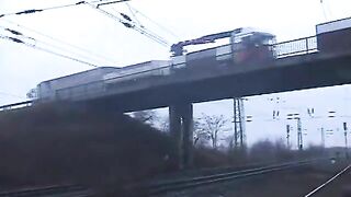 Amateur lady pooping on the train tracks
