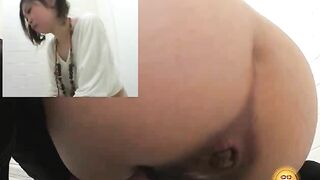 Hairy pussy Japanese girl poops heavily