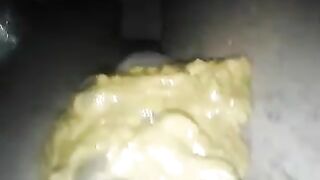 Wife shitting on hubbys fat cock