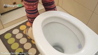 Tattooed sexy ass teen poops