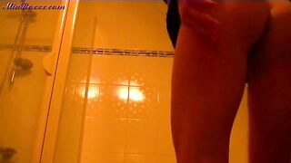 Horny young babe pooping hard load