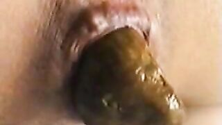 Skinny Japanese lusty girl pooping closeup