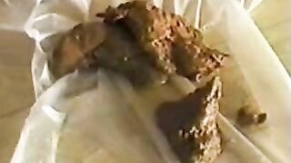 Skinny Japanese lusty girl pooping closeup