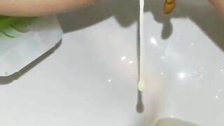 Juicy and creamy poop closeup
