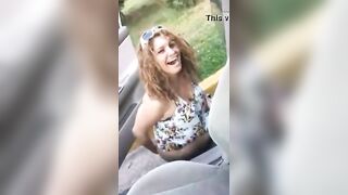 Chubby blonde milf pooping in the street