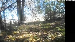 Sexy hot ass lady pooping in the woods