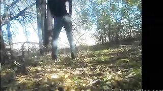 Sexy hot ass lady pooping in the woods