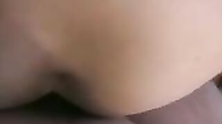 Tight asshole takes cock while pooping